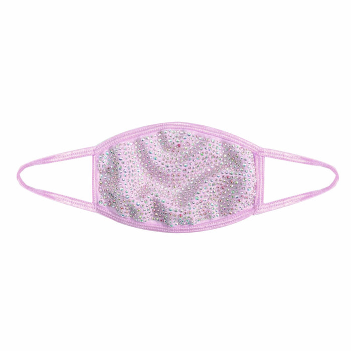 Violet crystal face mask with filter pocket and adjustable loops for festivals