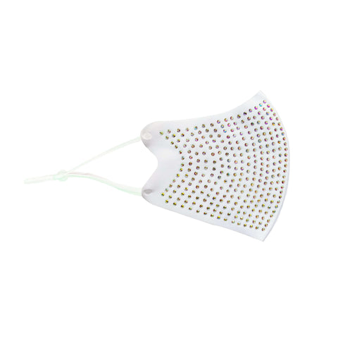 White Crystal Face Mask With Adjustable Loops