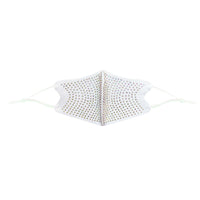 Alternate view of the white crystal face mask with adjustable loops