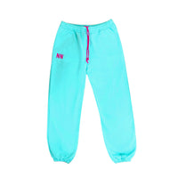 Blue neon oversized jogger sweatpants for winter rave comfort
