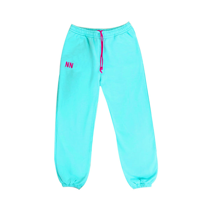 Blue neon oversized jogger sweatpants for winter rave comfort