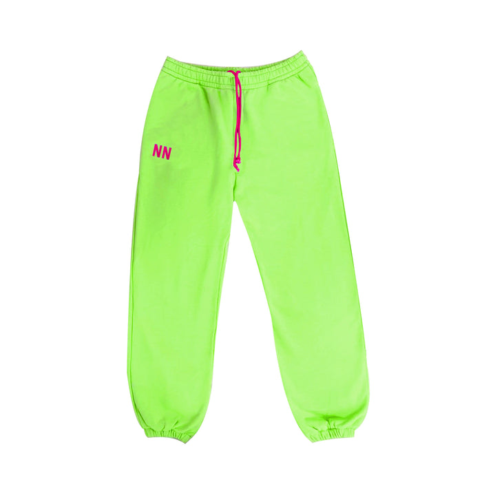 Green neon oversized jogger sweatpants for cozy festival camping