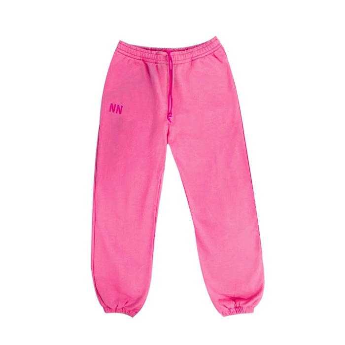 Pink neon oversized jogger sweatpants for afterparty lounging