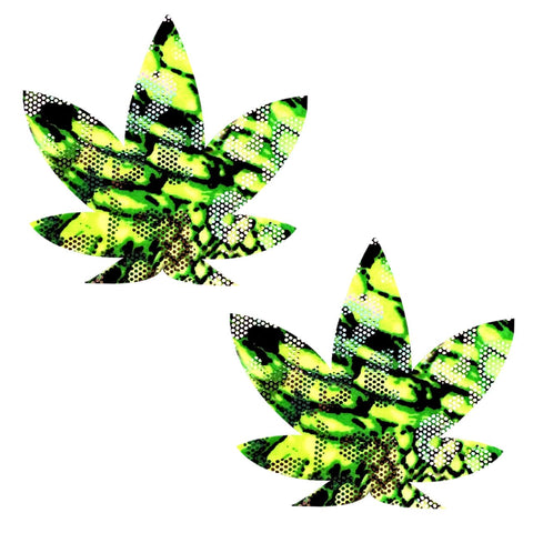 JurasSICK Park Green and Black UV Weed Leaf Nipple Cover Pasties