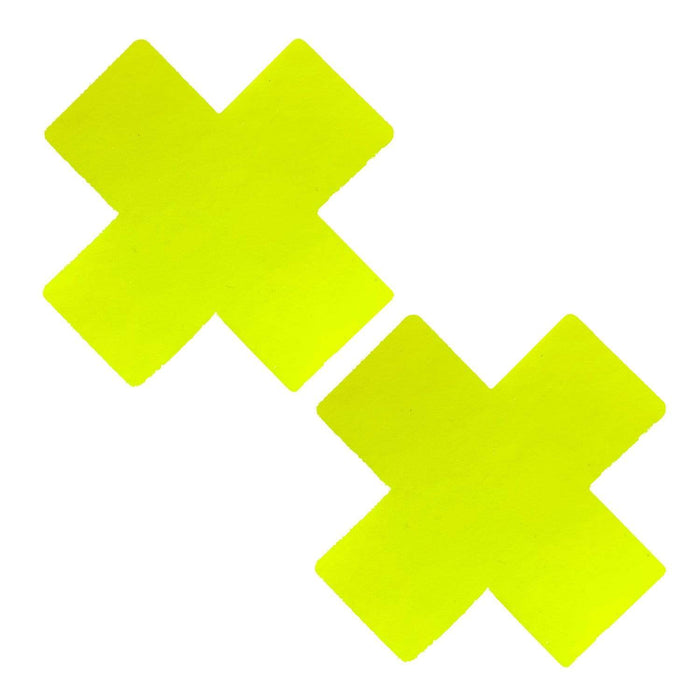 Lemon Fruitella Wet Vinyl Yellow X Factor Pasties, Vinyl Nipple Pasties - NevaNude