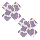 Lavender Milk Cow Print X Factor Glitter Nipple Cover Pasties