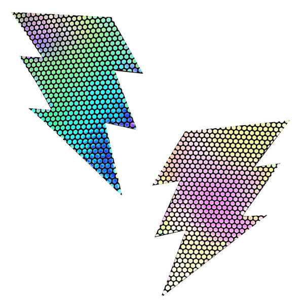 Liquid Party Silver Holographic Storm Surge Bolt Nipple Cover Pasties