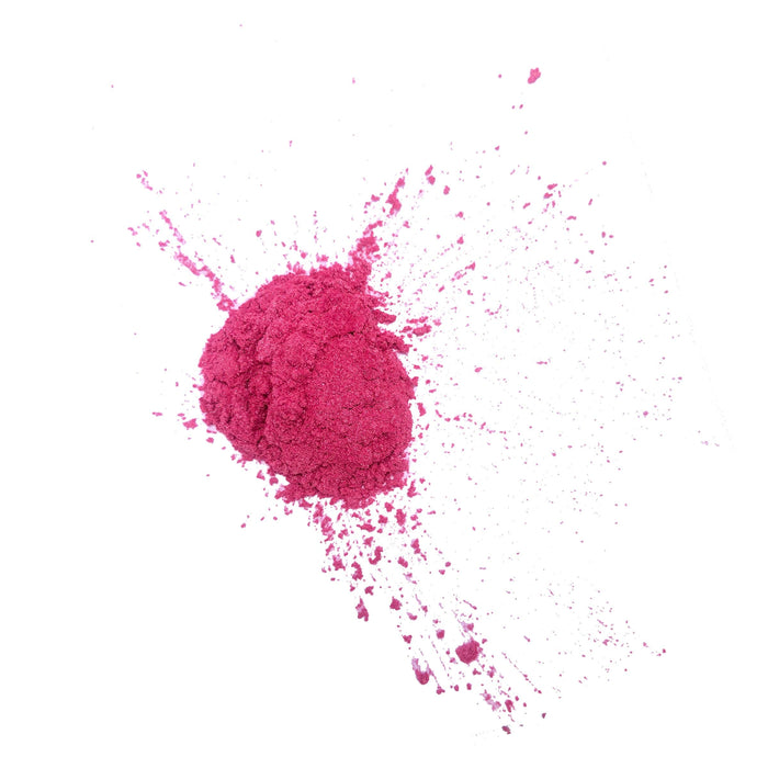 Red pink shimmer loose pigment eyeshadow in a candy floss shade