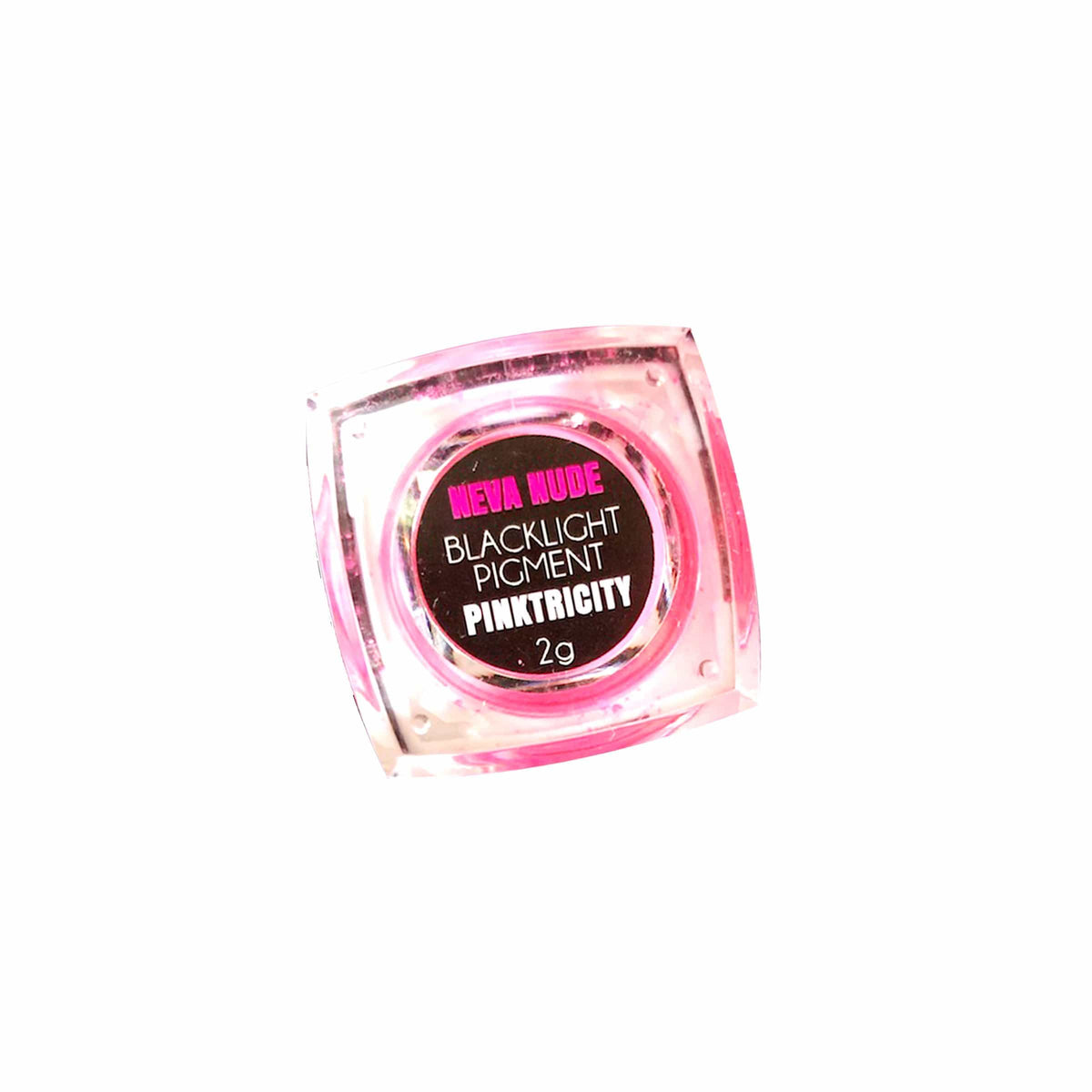 Neon pink UV loose pigment eyeshadow shown alone, that glows under blacklight