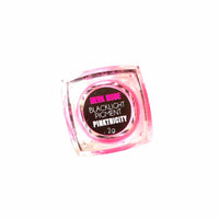 Single product view of neon pink, orange and purple UV loose pigments in a trio of neon powders