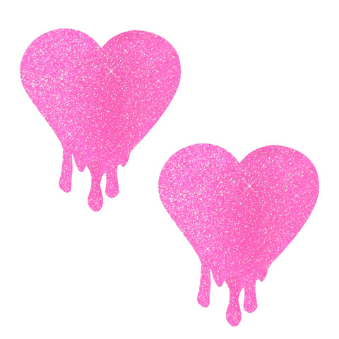 Light Pink Glitter Melty Heart Nipple Cover Pasties
