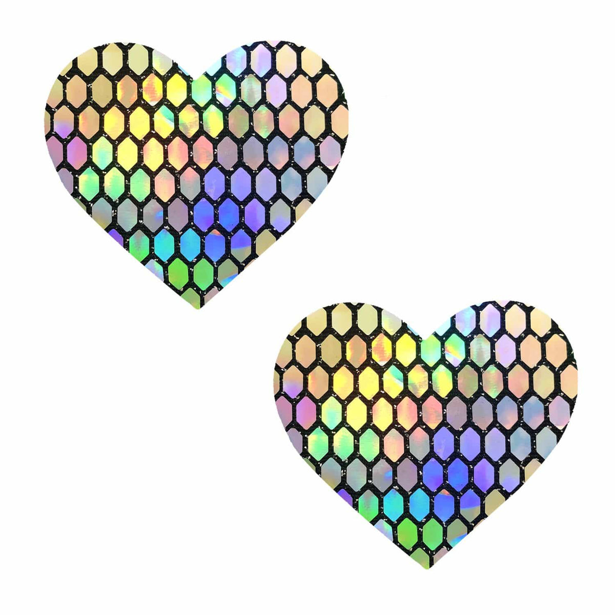 mirrored holographic heart nipple cover, Neva Nude