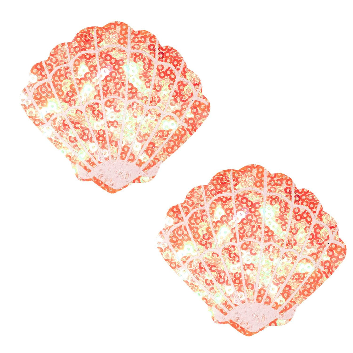 Orange mermaid UV Sequin shell nipple pasties, Neva Nude