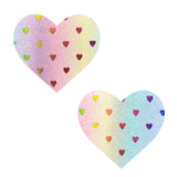 Multicolor Holographic Rainbow Sheep Pastel Glitter I Heart U Nipple Cover Pasties