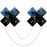 Midnight Sky Black Wet Holographic Vinyl Chained X Factor Nipple Cover Pasties