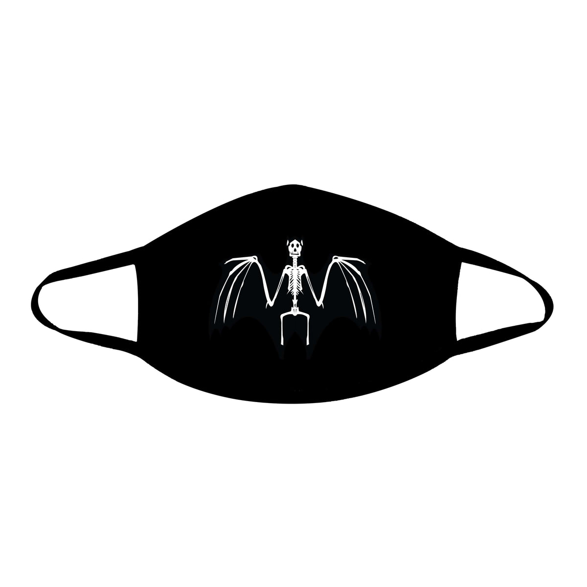 Black blacklight skeleton bat face mask for a Halloween night