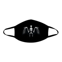 Black blacklight skeleton bat face mask for a Halloween night