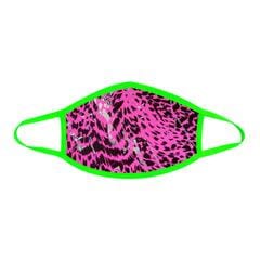 Neon pink and green cheetah print blacklight face mask shown on a clean background