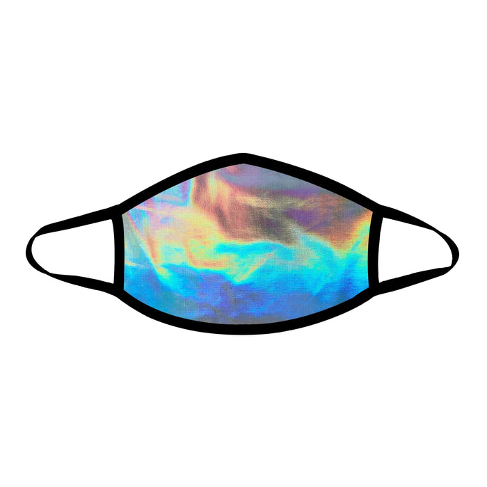 Gunmetal gray holographic face mask shown on a clean background