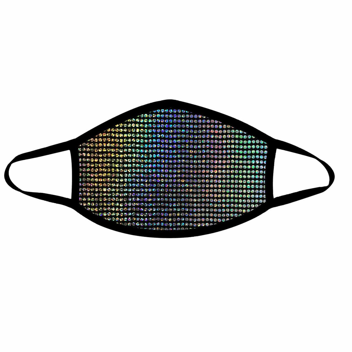 Silver gray super holographic face mask shown on a clean background