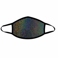 Silver gray super holographic face mask shown on a clean background