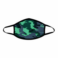 Green camo military style face mask shown on a clean background