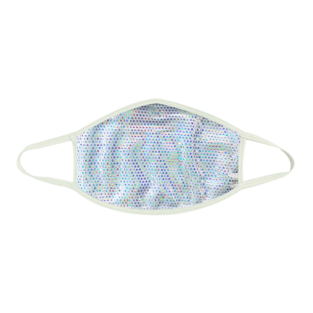 Pure white holographic face mask shown on a clean background