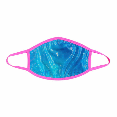 Holographic Oil Slick Blue & Pink Blacklight Face Mask