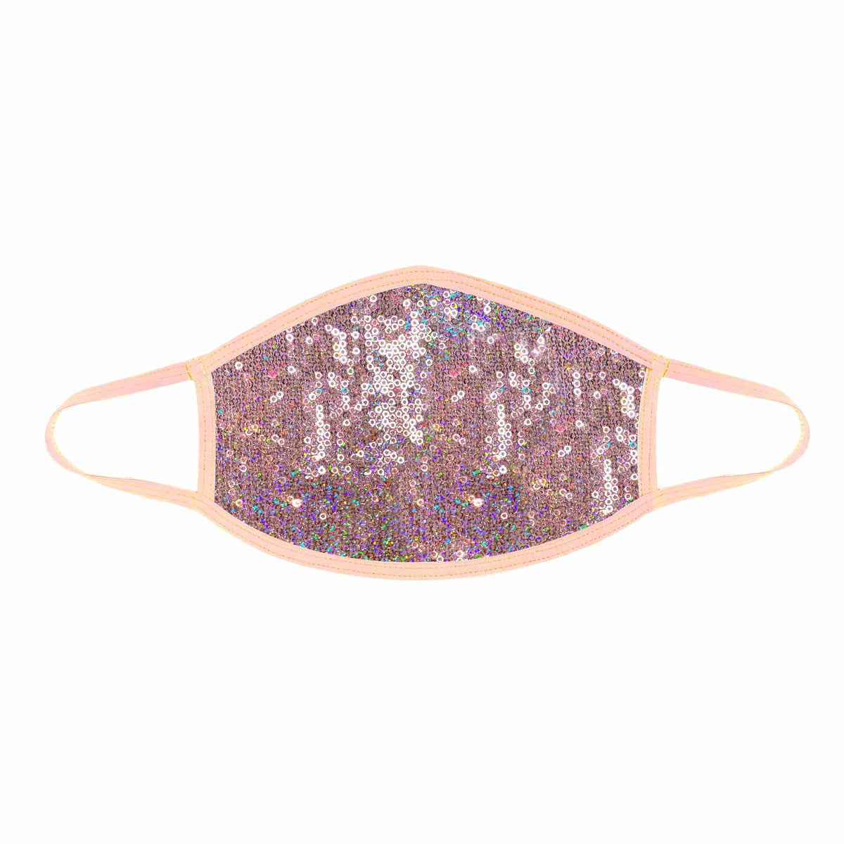 Champagne nude sequin sparkle face mask shown on a clean background