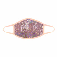 Champagne nude sequin sparkle face mask shown on a clean background