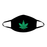 Dope AF Green Glitter Weed Leaf Black Face Mask