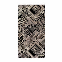Black and white reflective circuit print neck gaiter shown on its own