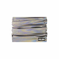 Alternate view of the silver holographic cracked glass neck gaiter