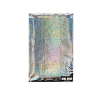 Silver holographic neck gaiter shown on its own for club nights