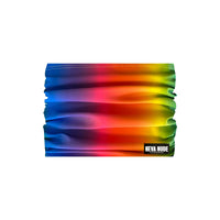 Alternate view of the rainbow neon UV neck gaiter pattern in vivid colors