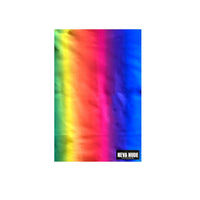 Rainbow neon UV neck gaiter shown on its own for pride raves