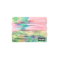 Alternate view of the rainbow tie dye velvet neck gaiter pattern