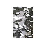 Black grey camouflage neck gaiter shown on its own for a military costume