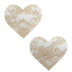 Nude Toffee Lace I Heart U Nipple Cover Pasties