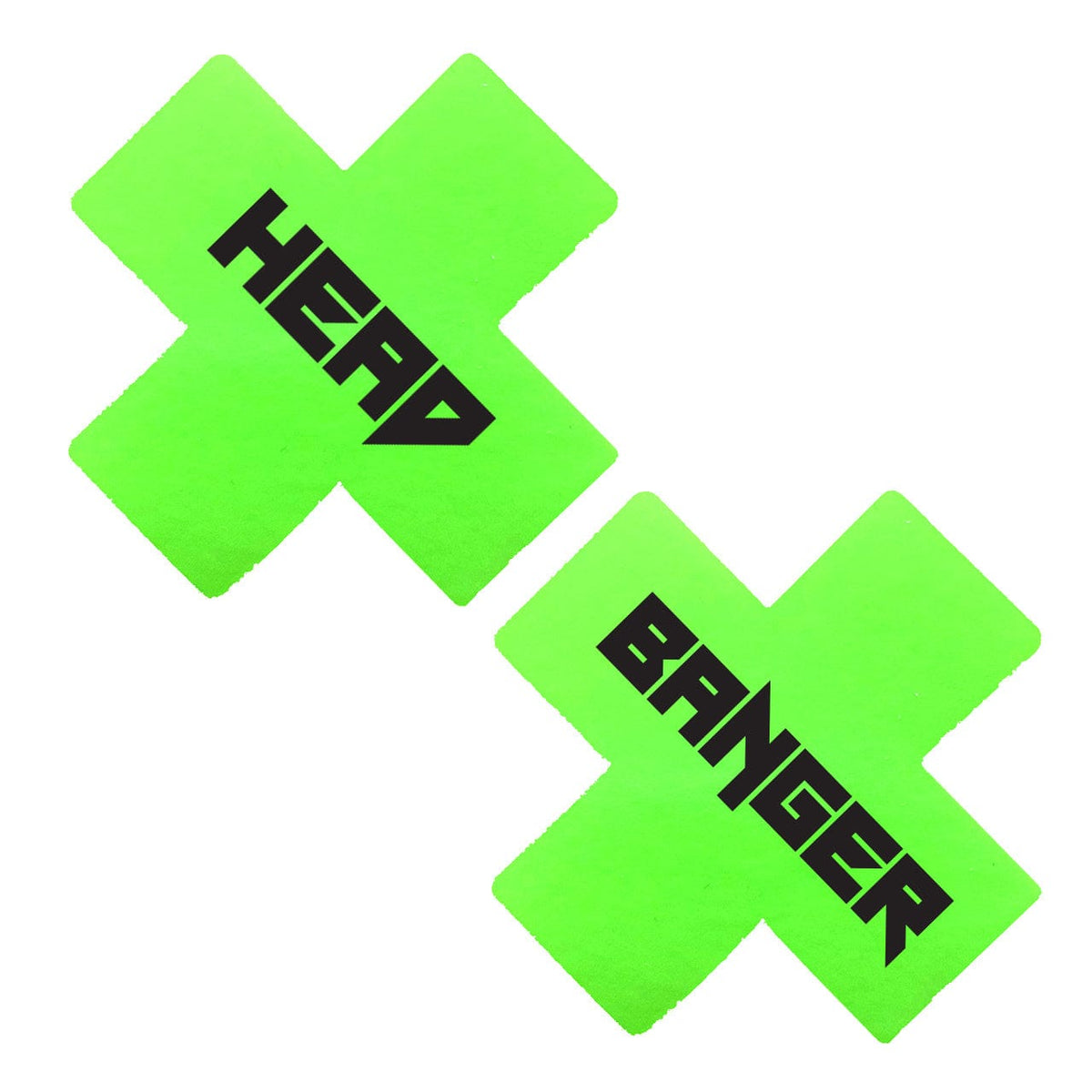 Black Print Head Banger On Apple Fruitella Green Wet Vinyl X nipple Cover Pasties