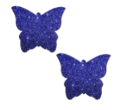 Purple Glitter Butterfly Nipple Pasties shown on their own with a sparkling glitter finish