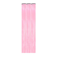 Pastel pink glow in the dark clip in hair extensions in full view with its signature color and shape