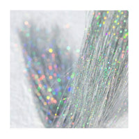 The silver sparkle tinsel clip in hair extensions design with its colors and finish clearly visible