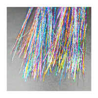 Rainbow sparkle tinsel clip in hair extensions in full view with its signature color and shape