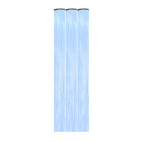 Pastel blue glow in the dark clip in hair extensions in full view with its signature color and shape