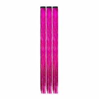 The pink sparkle tinsel clip in hair extensions design with its colors and finish clearly visible