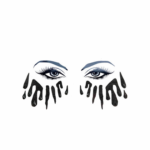 Bloody Awesome Black Glitter Tears Face Sticker