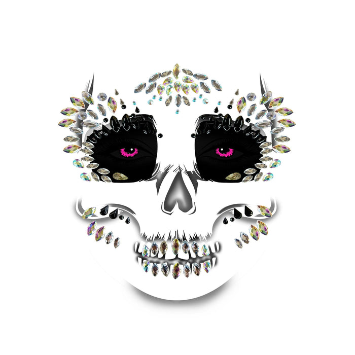 Skull Face Crystal Jewel Sparkle Face Sticker
