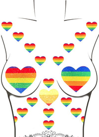 Product shot of rainbow crystal and glitter pride bundle highlighting color and texture