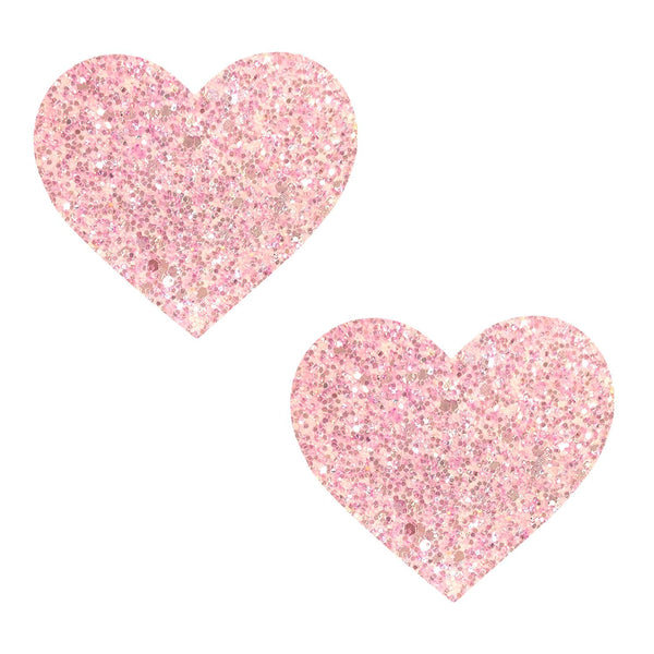Powder Puff Pastel Baby Pink Glitter I Heart U Nipple Cover Pasties